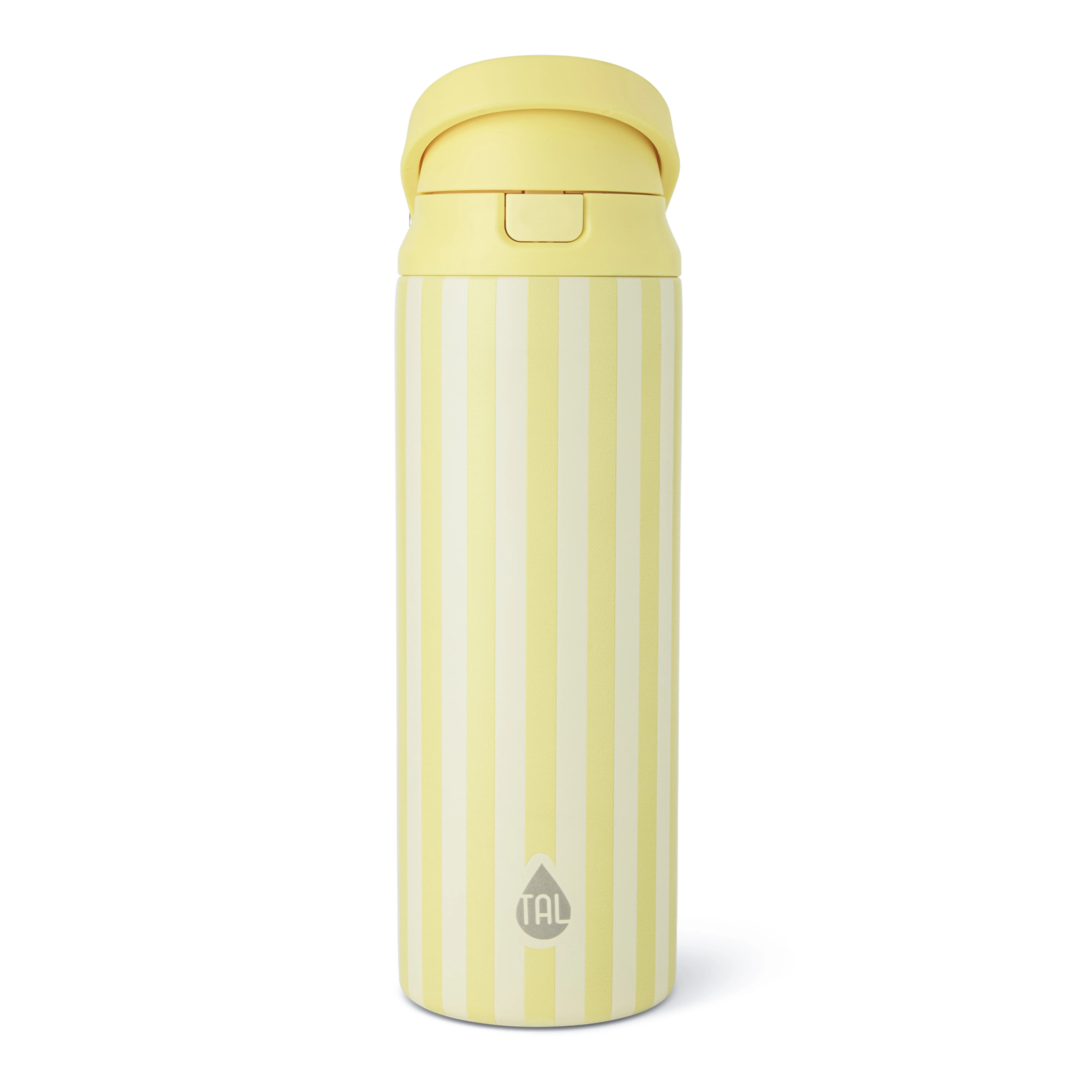 TAL 24oz Stainless Steel 2-in-1 Straw and Chug Water Bottle with Push Lid, Yellow Stripes - Walma... | Walmart (US)