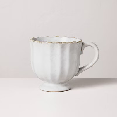 12oz Scalloped Edge Ceramic Mug with Foot Sour Cream - Hearth & Hand™ with Magnolia | Target