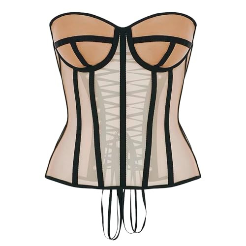 Perfect Corset NYC OVERBUST Mesh Corset Top Lace up Corset with 15 Steel Boned | Amazon (US)