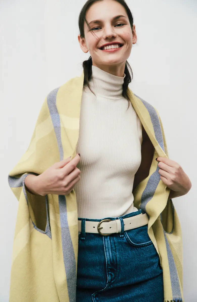 Plaid Fringe PonchoMADEWELL | Nordstrom