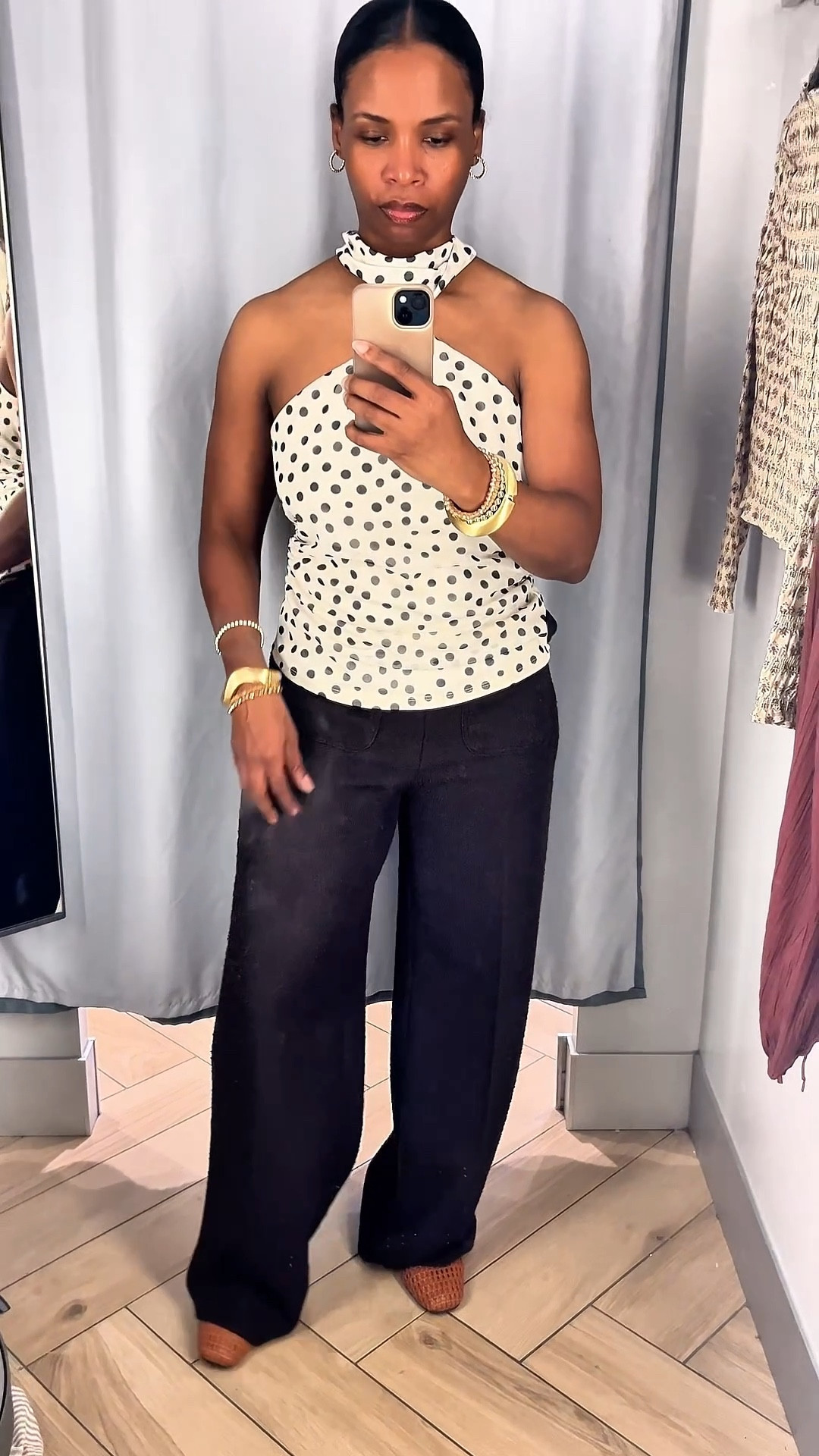 These polka dot halter tops are right on trend for spring and summer fashion. These textured pants and smocked tops will give your workwear that extra something.

#LTKootd #LTKOver40 #LTKgrwm