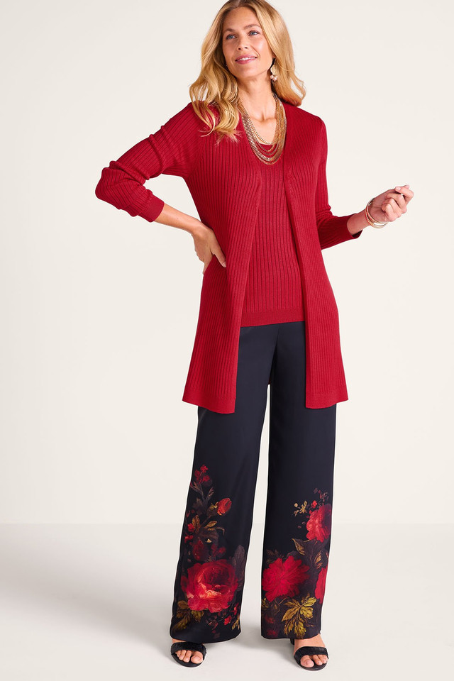 SoftEssential™ Ribbed Long Cardi | Soft Surroundings