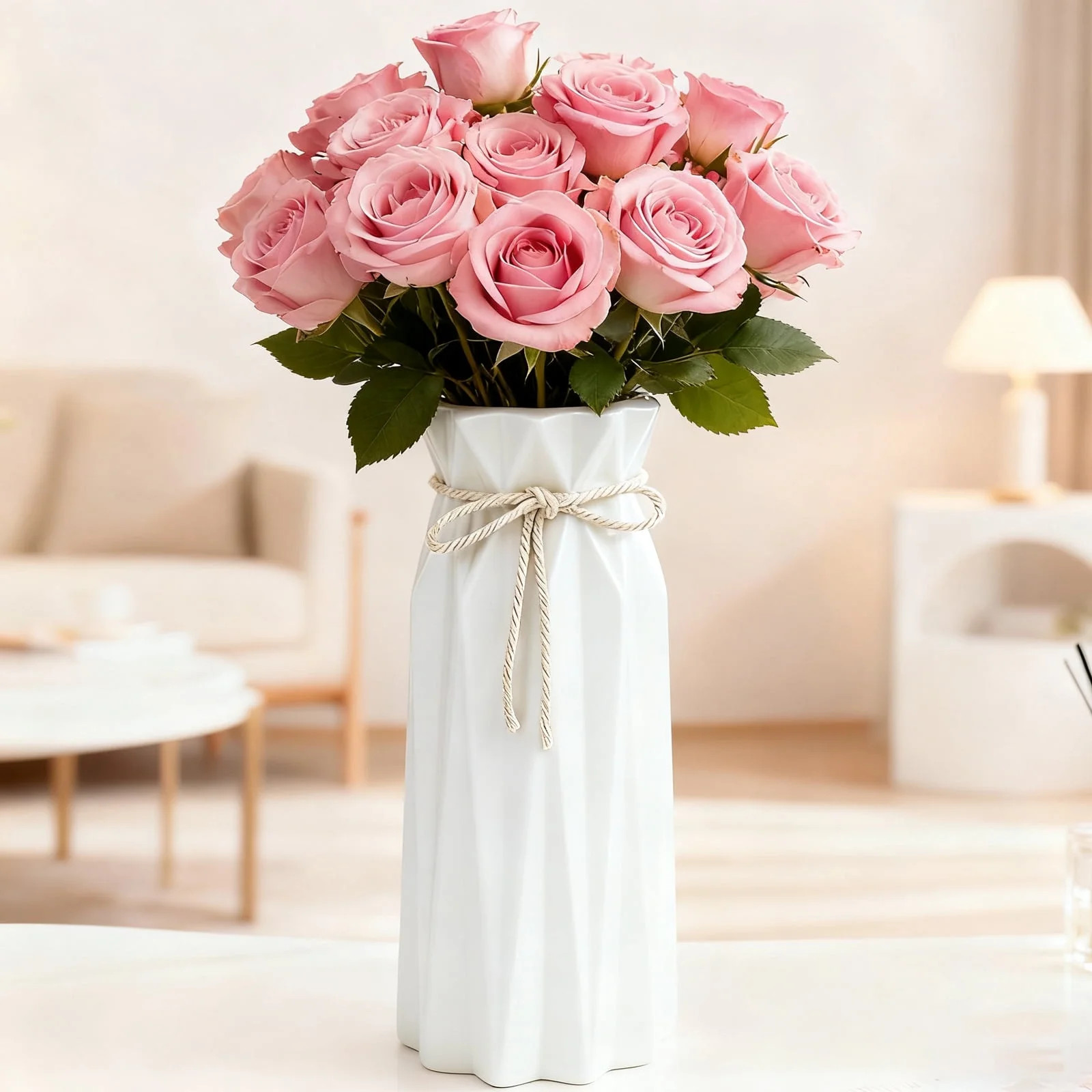 Farcauo Ceramic White Vase Flower Vase for Home Decor Modern Style 9.5 inch Tall Vase for Table S... | Walmart (US)