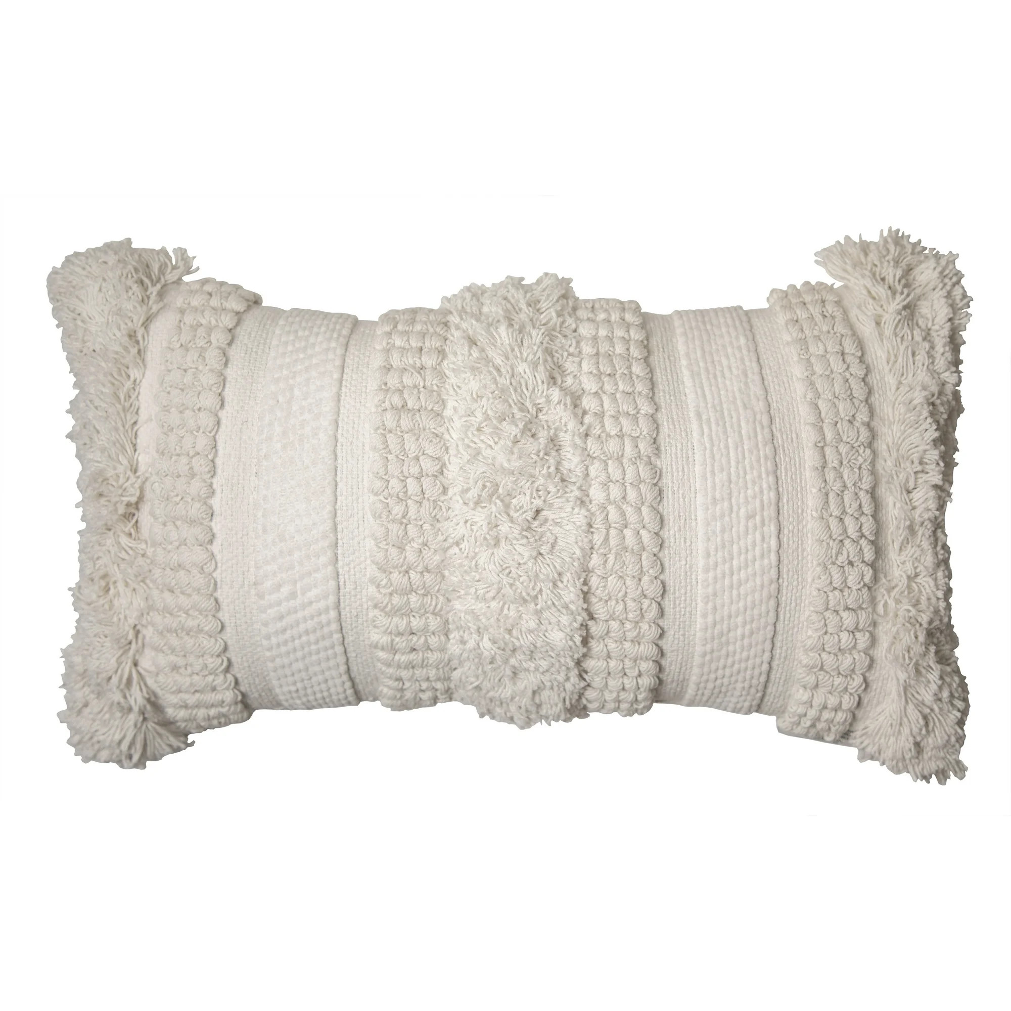 Better Homes & Gardens, Natural Fringe & Textured Oversized Oblong Decorative Throw Pillow, 14”... | Walmart (US)