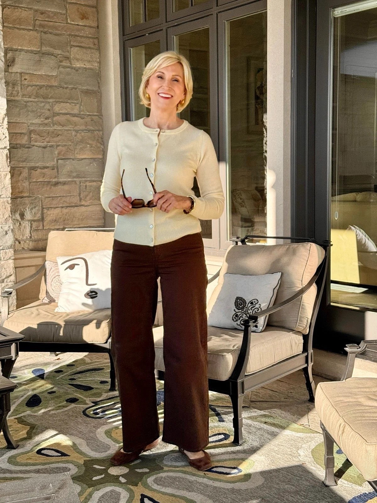 I’m loving this soft yellow + chocolate brown combination for fall. 🤎💛

The yellow sweater feels fresh and cheerful, while the rich brown pants and matching ballet flats ground the whole look and make it feel so polished without trying too hard.

This is one of those outfits I’d happily wear for lunch with a friend, a day of shopping, or just running around town. Simple, comfortable, and pulled together — exactly how I like to dress these days.

#LTKSeasonal #LTKOver40 #LTKootd