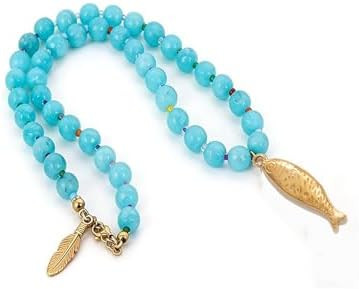 Boho Fish Pendant Necklace for Women Chunky Sardine Bead Necklace Natural Stone Fish statement Ne... | Amazon (US)