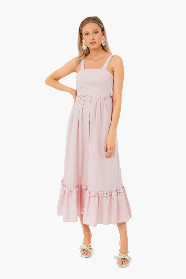 Pink Ripple Bow Midi Dress | Tuckernuck (US)