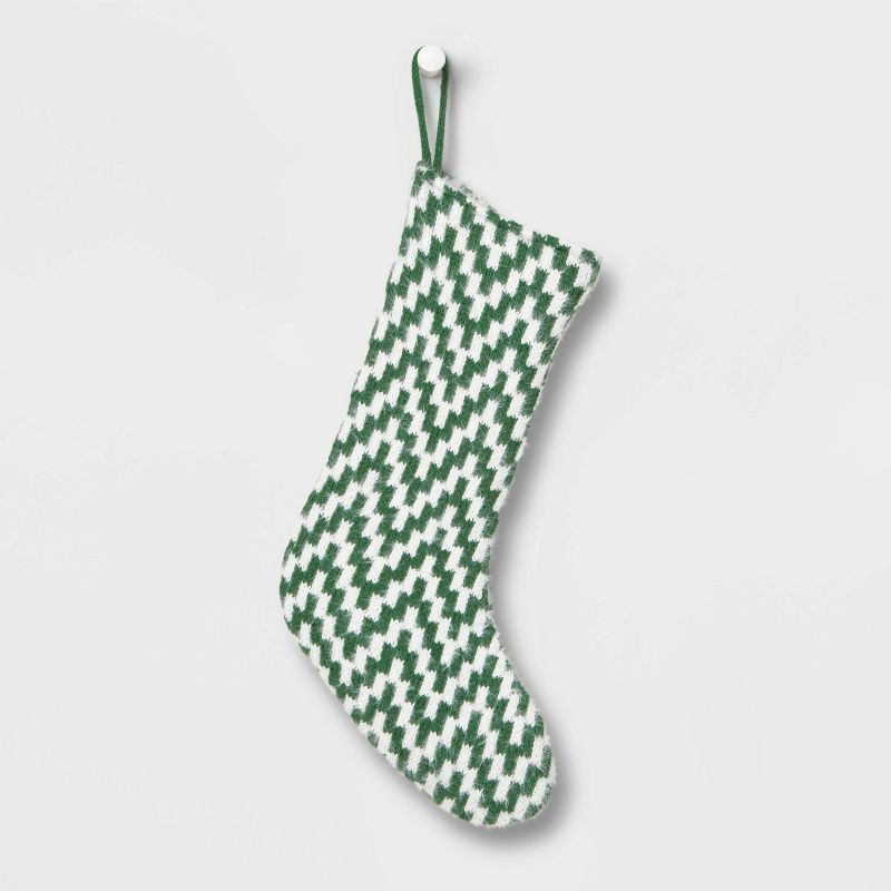 20" Fuzzy Knit Chevron Christmas Stocking - Wondershop™ | Target