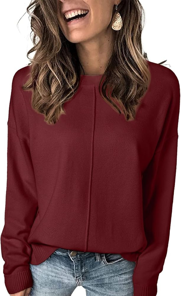 EVALESS Womens Sweaters Fall 2025 Casual Long Sleeve Lightweight Oversized Pullover Sweater Tops | Amazon (US)