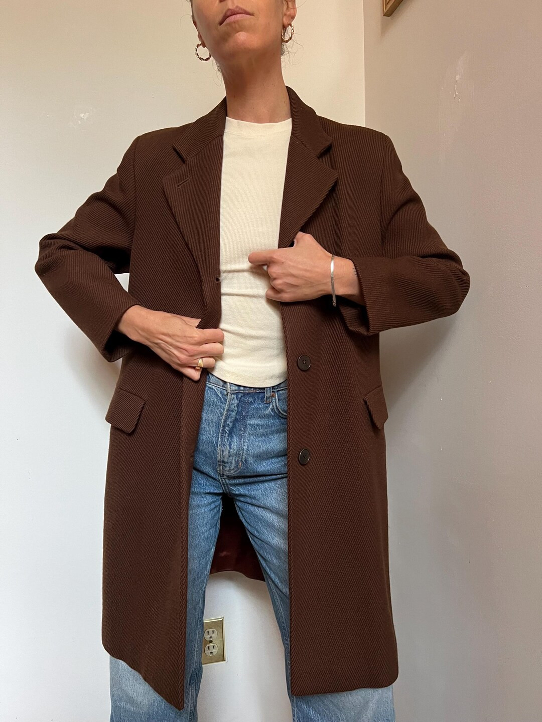 Vtg 70s Car Coat, Brown Ribbed Car Coat, Vintage USA Made Long Coat, Winter Jacket - Etsy | Etsy (US)