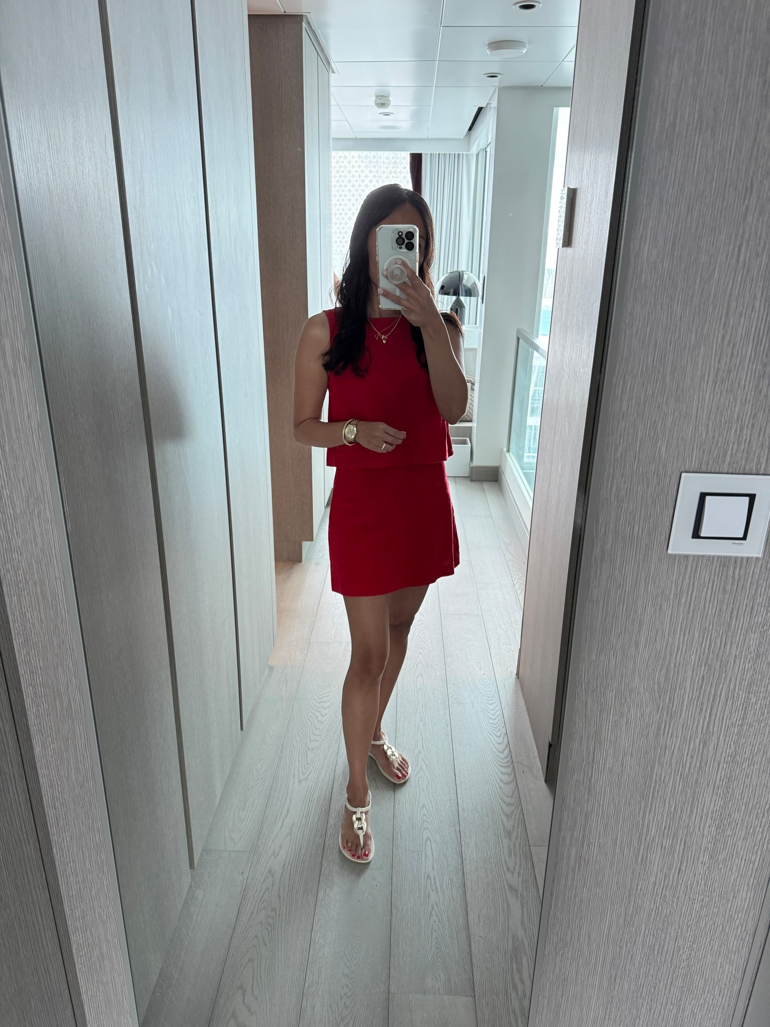 Resort casual dinner outfit. Vacation outfit. Cruise outfit. 
Linen Top and skort true to size. 
Elevated t-strap sandals. 
Bangle bracelet. 
Initial necklace. 
Charm necklace  

#LTKOver40 #LTKFindsUnder100 #LTKTravel