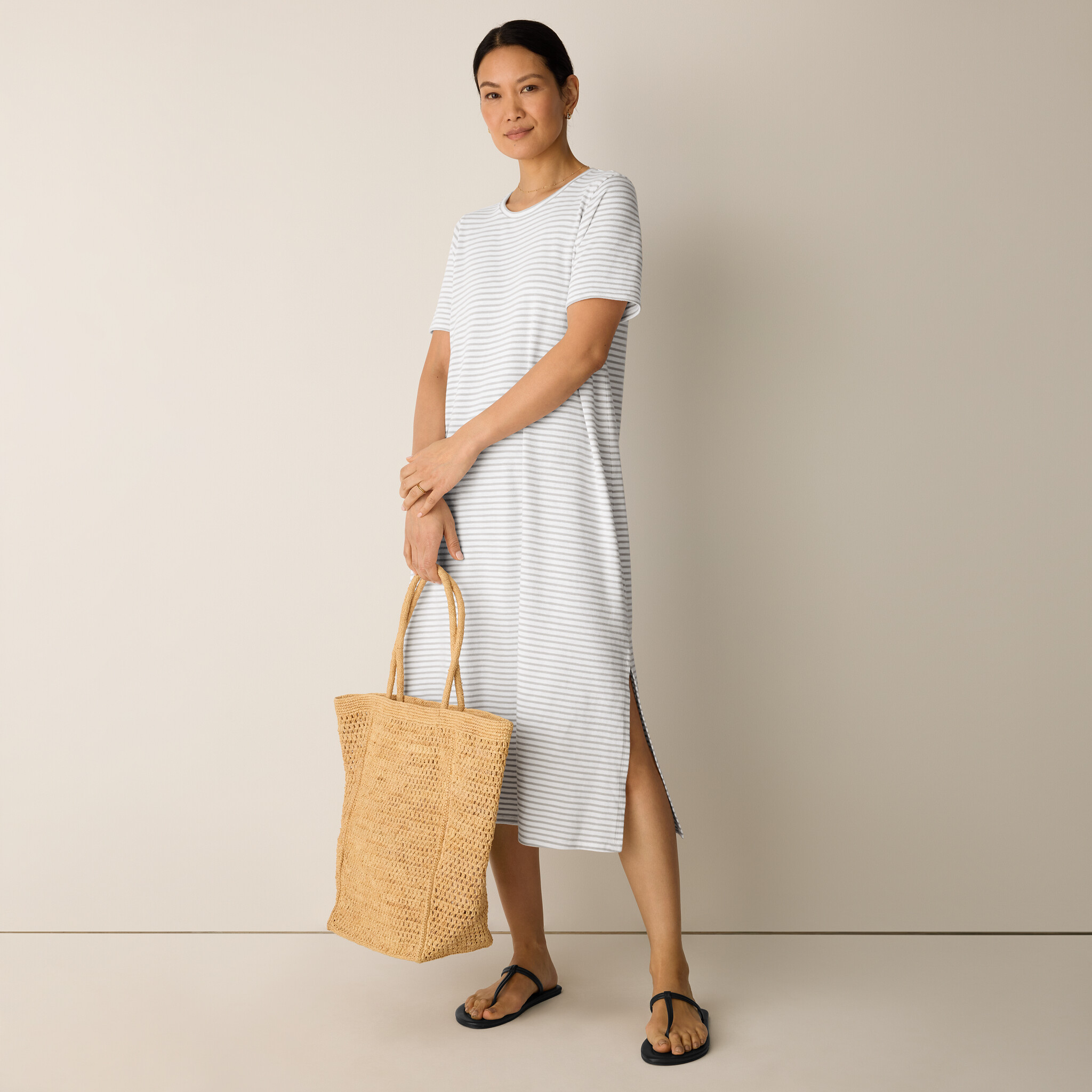 Striped Organic Cotton Slub Tee Dress | Eileen Fisher