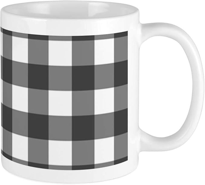 CafePress Black White Buffalo Plaid Mugs Unique Coffee Mug, Coffee Cup | Amazon (US)