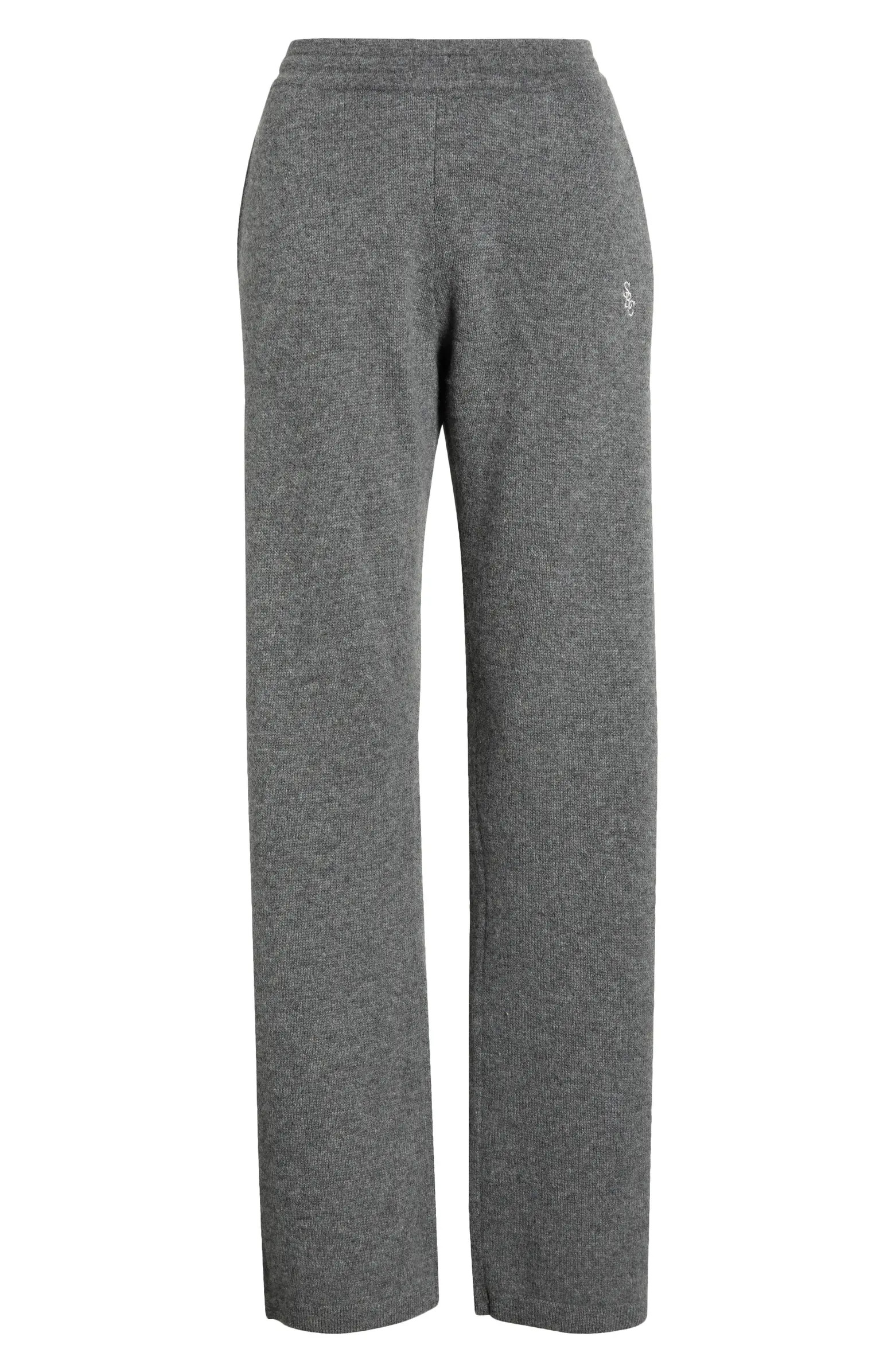 Embroidered Logo Cashmere & Wool Pants | Nordstrom