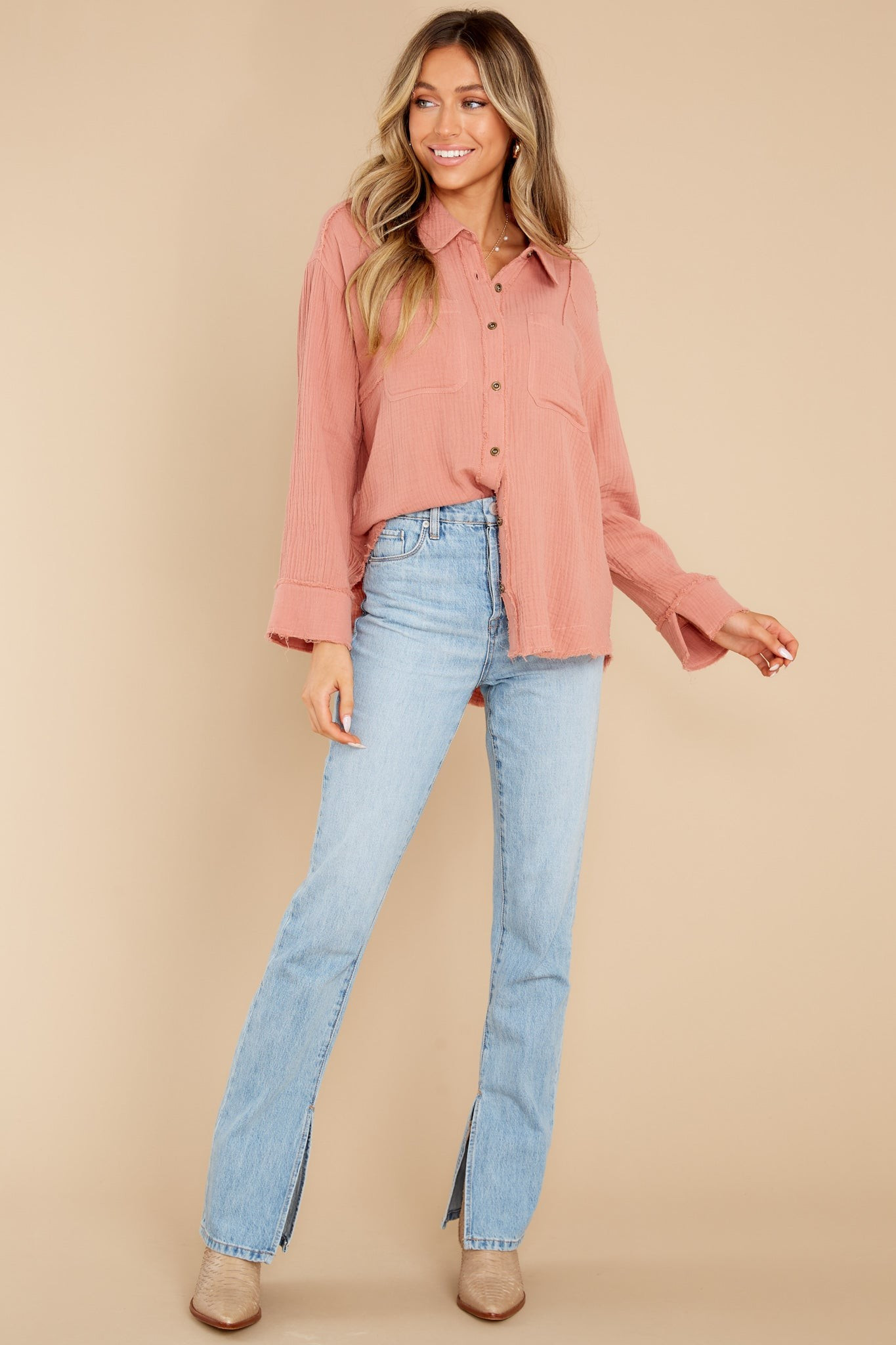 Totally Convinced Blush Top | Red Dress 