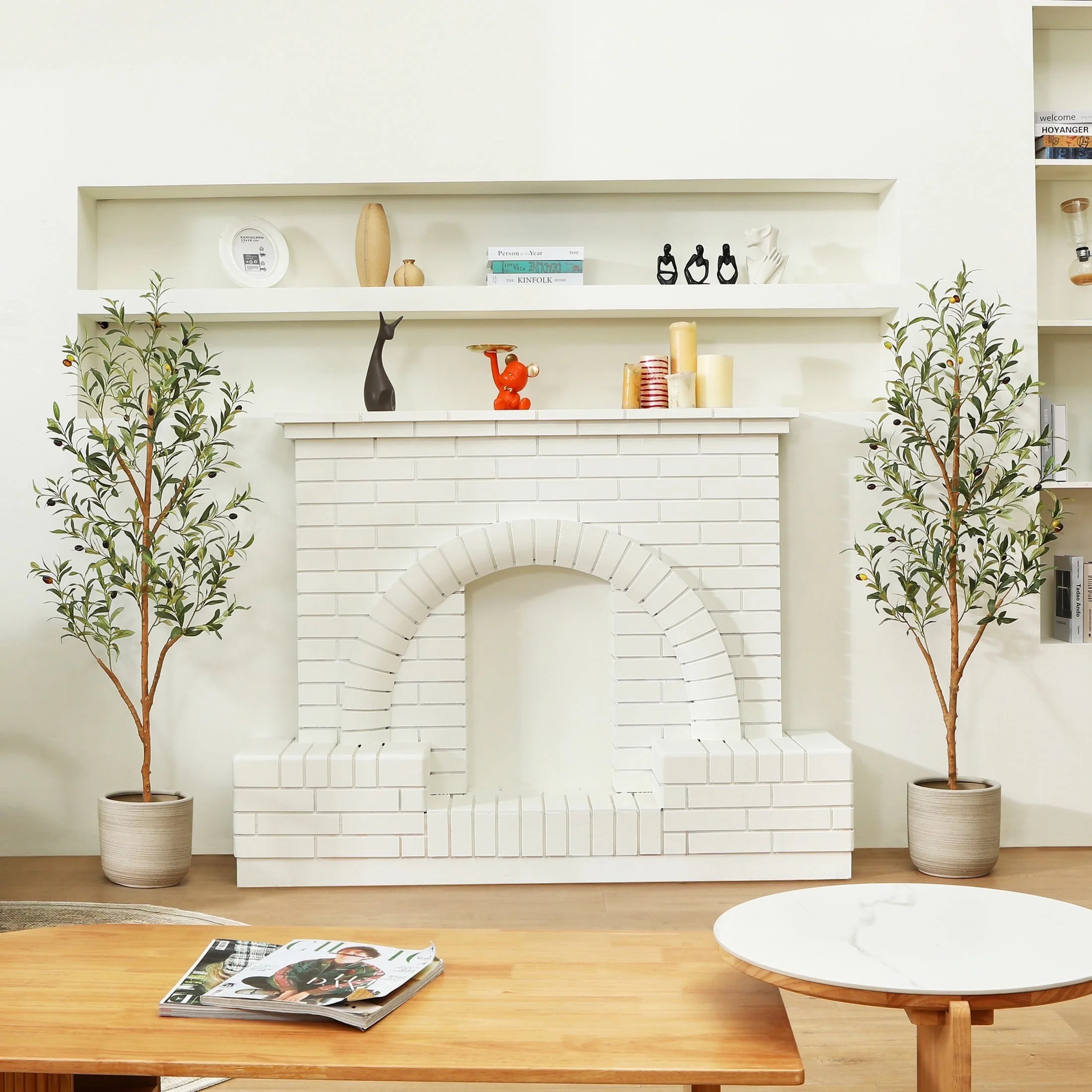 2 Pack 5 ft Artificial Olive Plants with Realistic Leaves and Natural Trunk, Silk Fake Olive Tree... | Walmart (US)