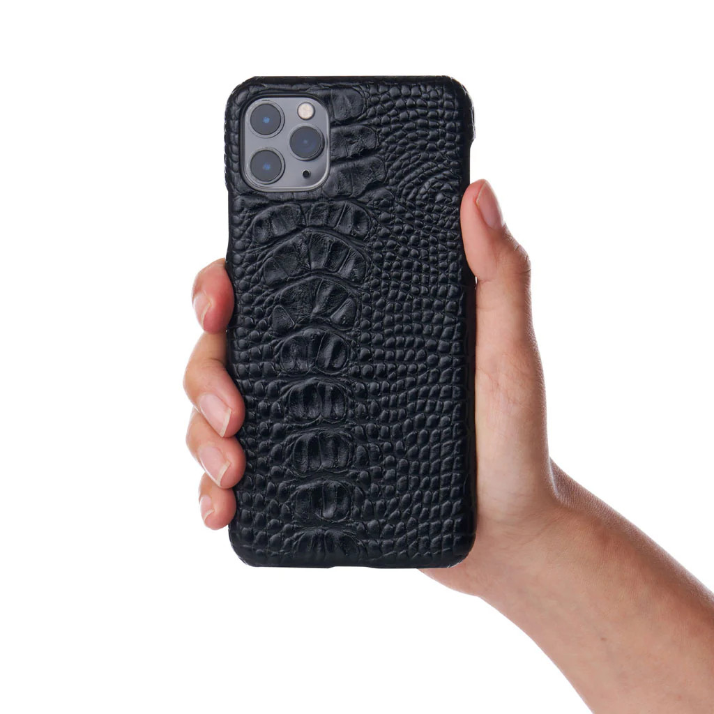 Black Faux Crocodile iPhone Case | Chic Geeks