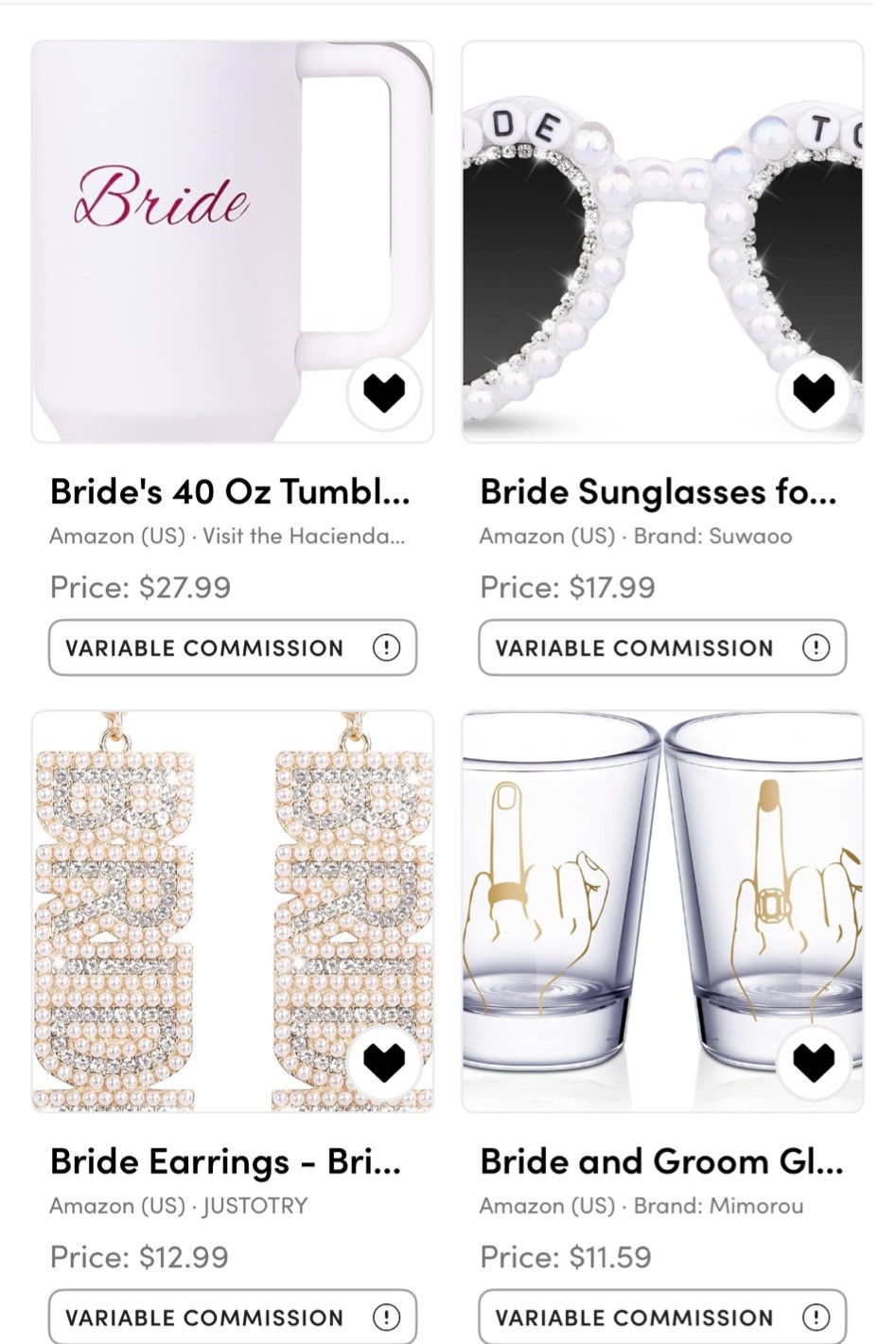 Bride gear from Amazon