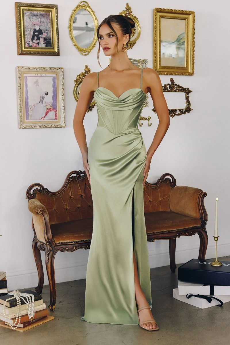 DAWSON GOWN - STRETCH SATIN DRESS | Lady Black Tie