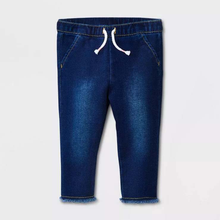 Baby Girls' Raw Edge Denim Pants - Cat & Jack™ Light Wash | Target
