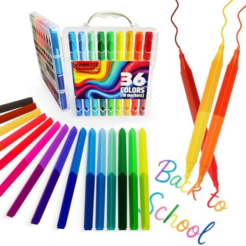 INNMUSE 36 Colors Double Sided Washable Mini Markers,Back to School Supplies for Kids, Water Based Non-Toxic Thin Marker with Case, Travel Essentials for Kids | Amazon (US)