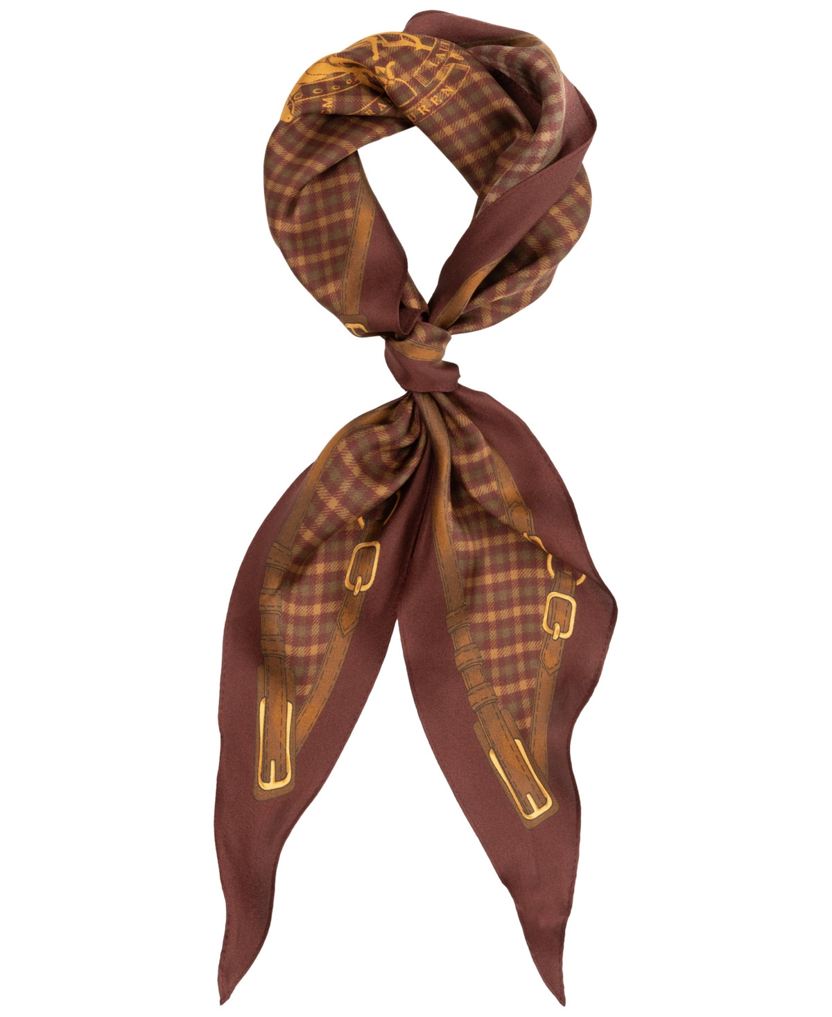 Lauren Ralph Lauren Plaid Small Diamond Scarf - Pinot Noir | Macy's