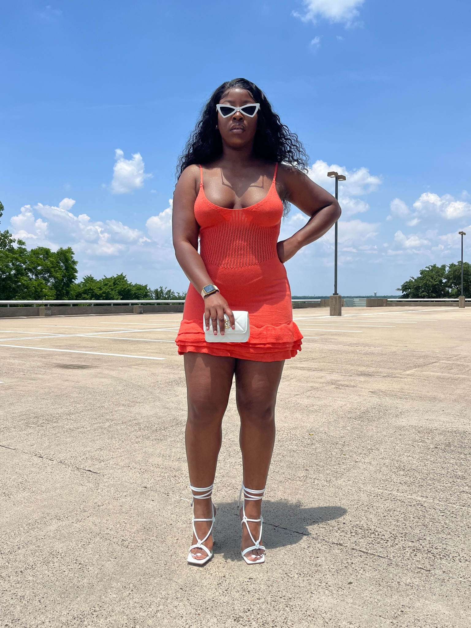 This orange dress ( fashion nova tuuli knit dress )has been on my radar for months is a dupe for a Hanifa dress I also linked a similar style but it paired perfectly with my white cat eye sunglasses and white strappy heels #midsizefashion #midsizegirls #fashionnova 

#LTKstyletip #LTKcurves #LTKbeauty