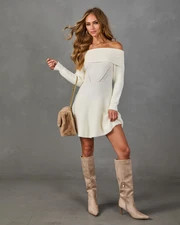 Sadie Ribbed Knit Off the Shoulder Mini Dress | VICI