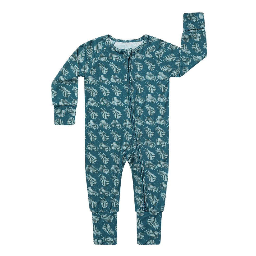Palms in Paradise Viscose Bamboo Pajama Convertible Footie Romper | Emerson and Friends