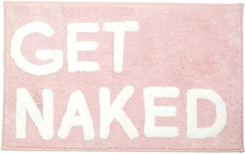 Get Naked Bath Mat - Pink Get Naked Rug - Shower Curtain Set - Funny Bathroom Decor Signs - Peach Ba | Amazon (US)