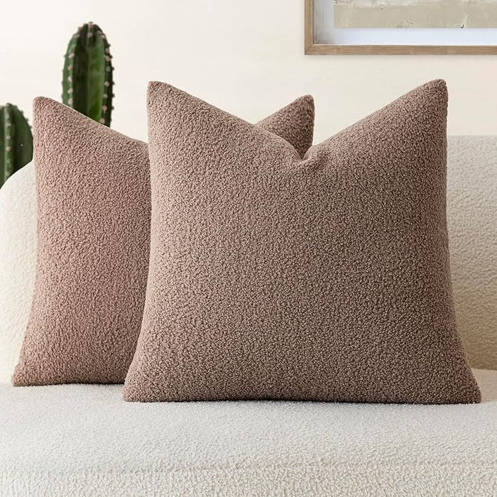 Foindtower Pack of 2, Curly Faux Fur Decorative Throw Pillow Covers Soft Fuzzy Plush Cushion Case... | Amazon (US)