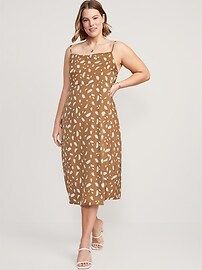 Cowl-Neck Printed Satin Midi Slip Dress for Women | Old Navy (US)
