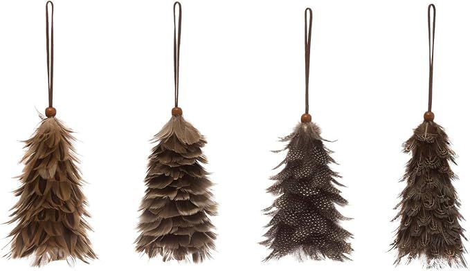 Creative Co-Op Chocolate Brown Tree 5.5 x 3.25 Feathered Decorative Hanging Christmas Ornament Se... | Amazon (US)
