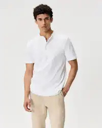 Organic Cotton Slub Henley Tee in Classic White | Quince