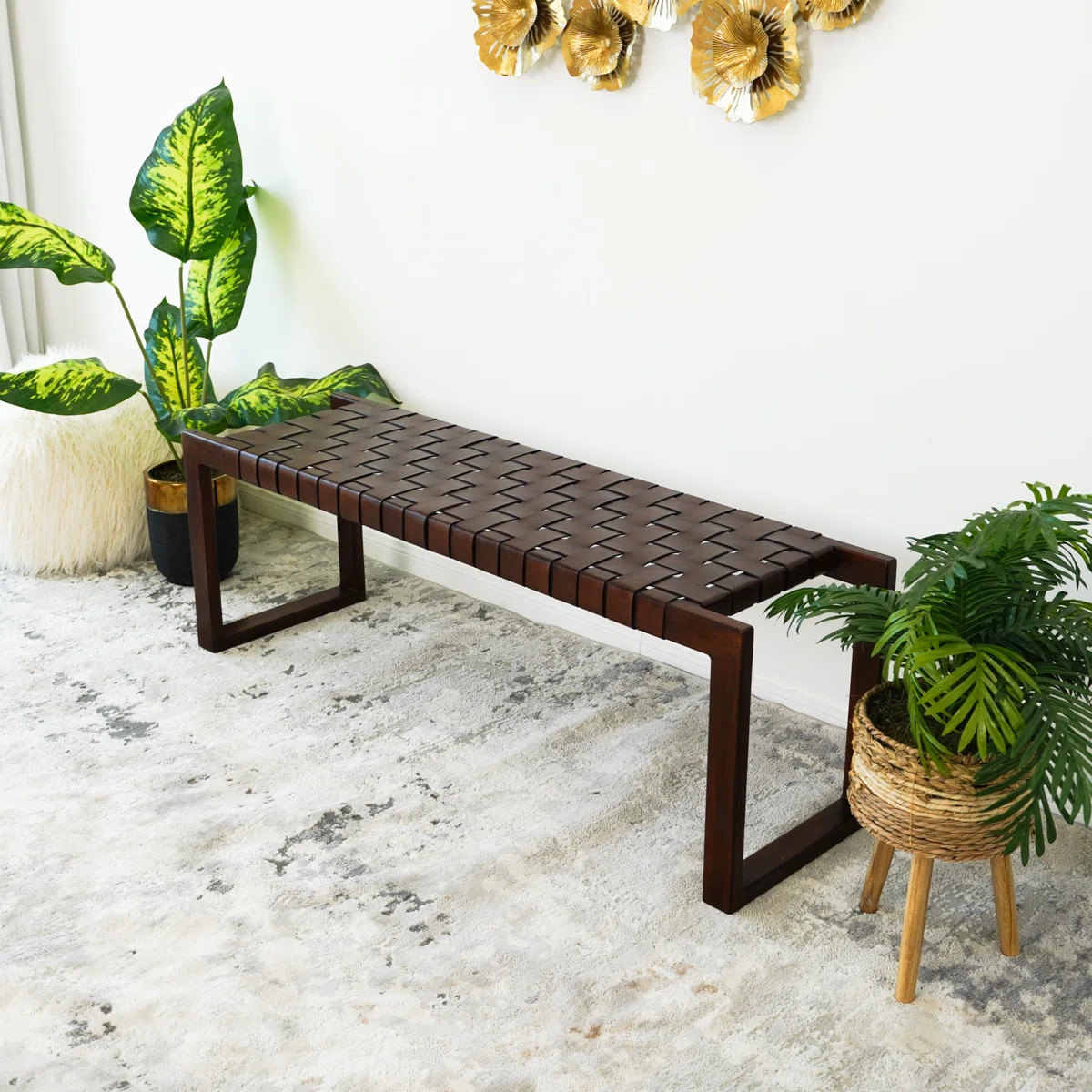 Orcutt Genuine Leather Upholstered Bench | Wayfair North America