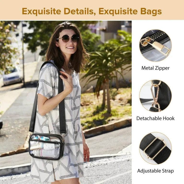 MoKo Clear Bag Stadium Approved with Adjustable Strap, Crossbody Purse for Concerts Festival Spor... | Walmart (US)