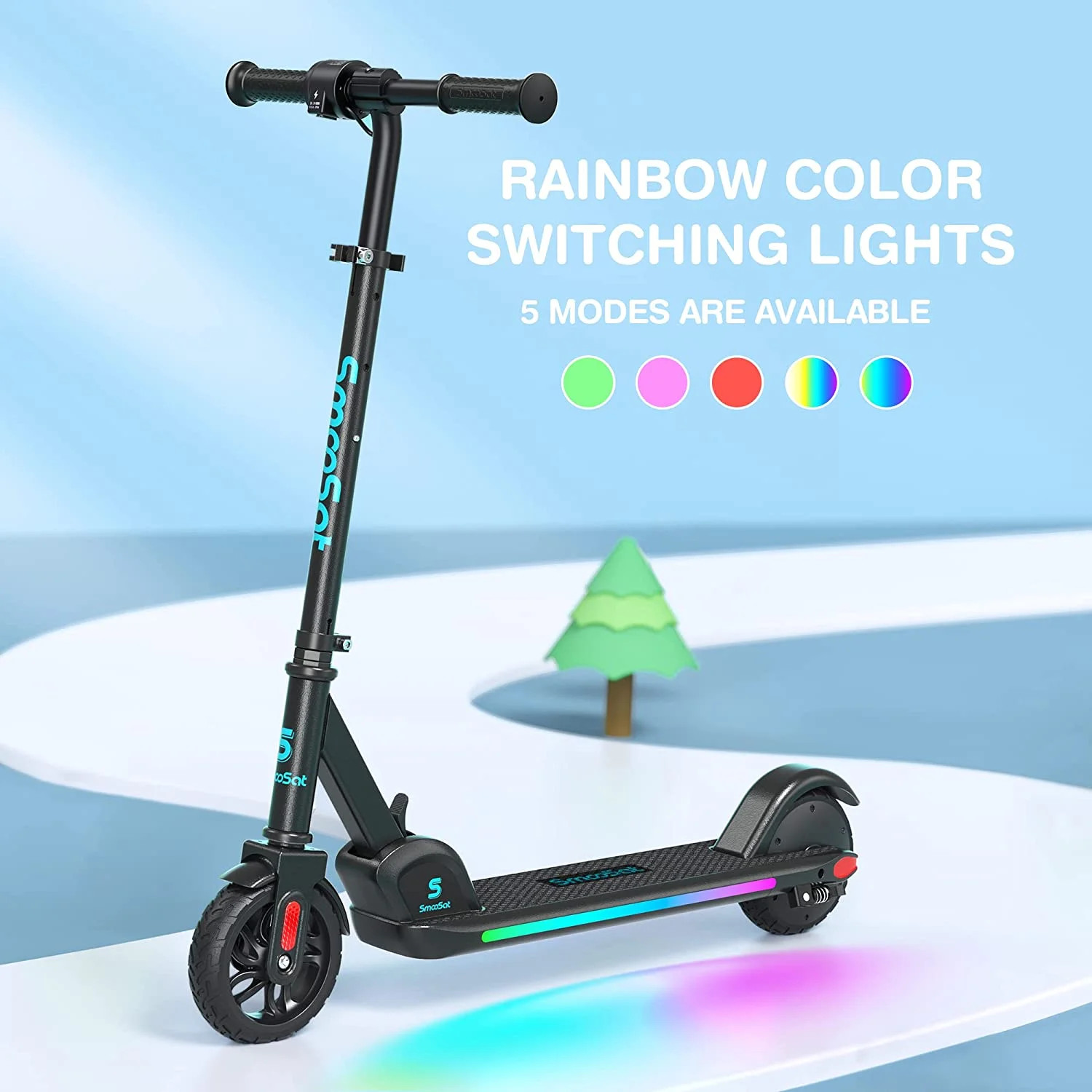 SmooSat Foldable Electric Scooter for Kids, 3 Speed Up to 10 MPH and Adjustable Handlebar with Th... | Walmart (US)