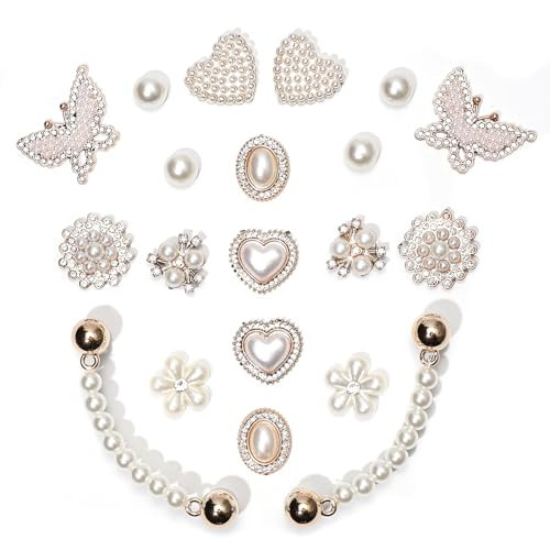 Ziigole 20Pcs Bling Shoe Charms for Clog Sandals Women, Butterfly Flower Charms, Sparkling Rhinestones Shoe Chains, Gem Charms, Pearl Accessories for Girls, DIY Shoe Decoration Charms for Party Favor | Amazon (US)