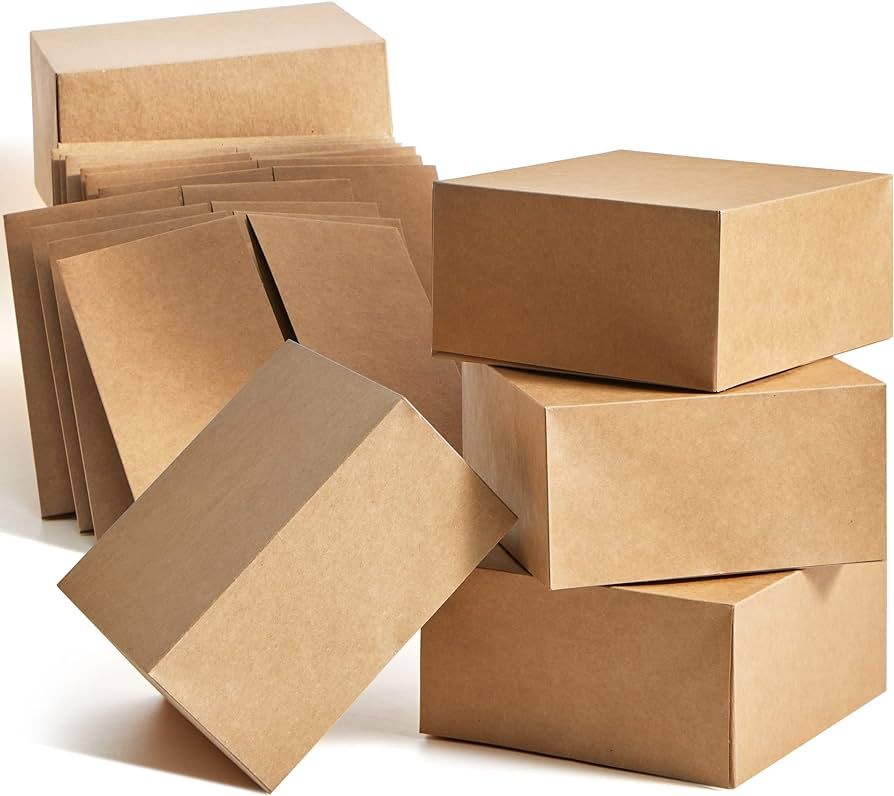 JOYIN 15 PCS Kraft Gift Box 8’’x8’’x4’’, Brown Cardboard Square Boxes, Gift Wrap for ... | Amazon (US)