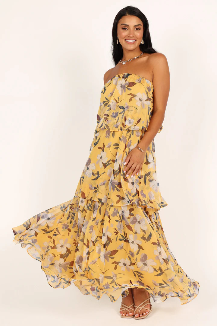 Bloom Strapless Maxi Dress - Yellow Floral | Petal & Pup (US)