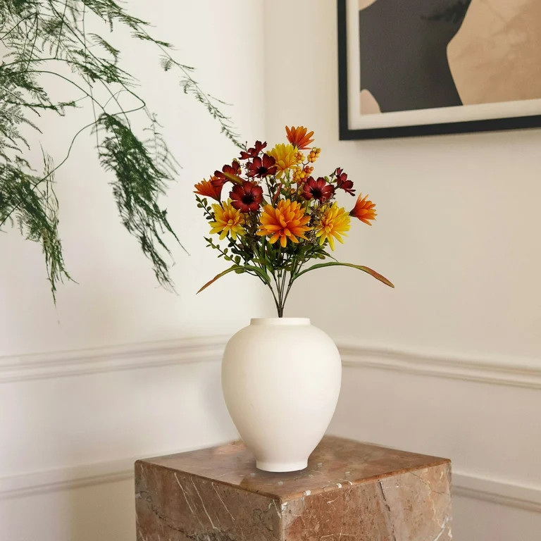 Mainstays 18.5in Indoor Artificial Mini Mum Bush, Orange and Yellow Colors. | Walmart (US)