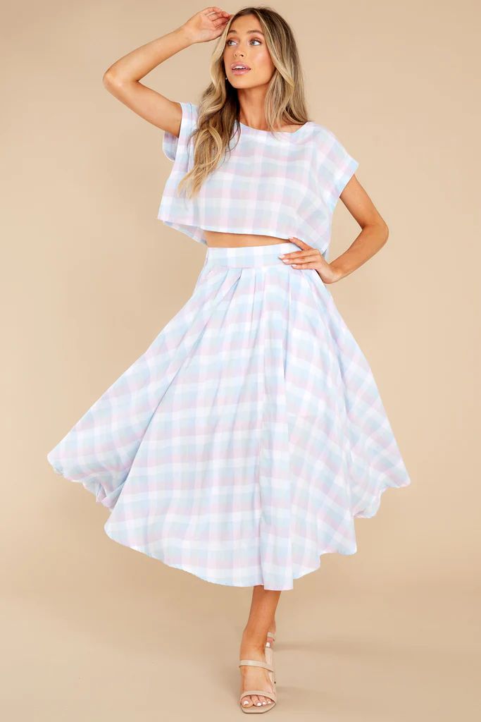 New Blossoms Blue Plaid Two Piece Set | Red Dress 