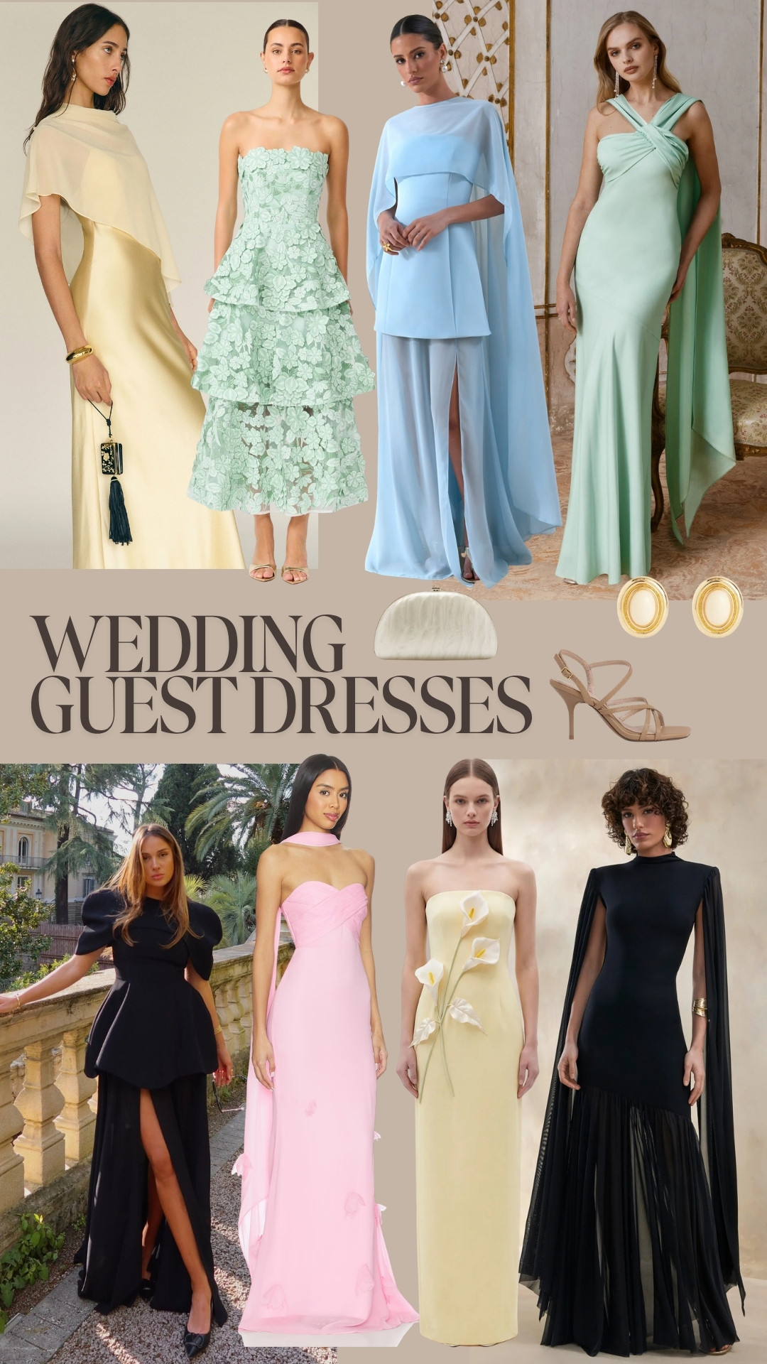 Wedding guest dress round up 🤍

Bottom left black dress is Matters Store (Verona Dress) & green floral is Elliatt (Roseate dress). 

Options linked 🫶🏼
 

#LTKwedding #LTKdresses #LTKspring