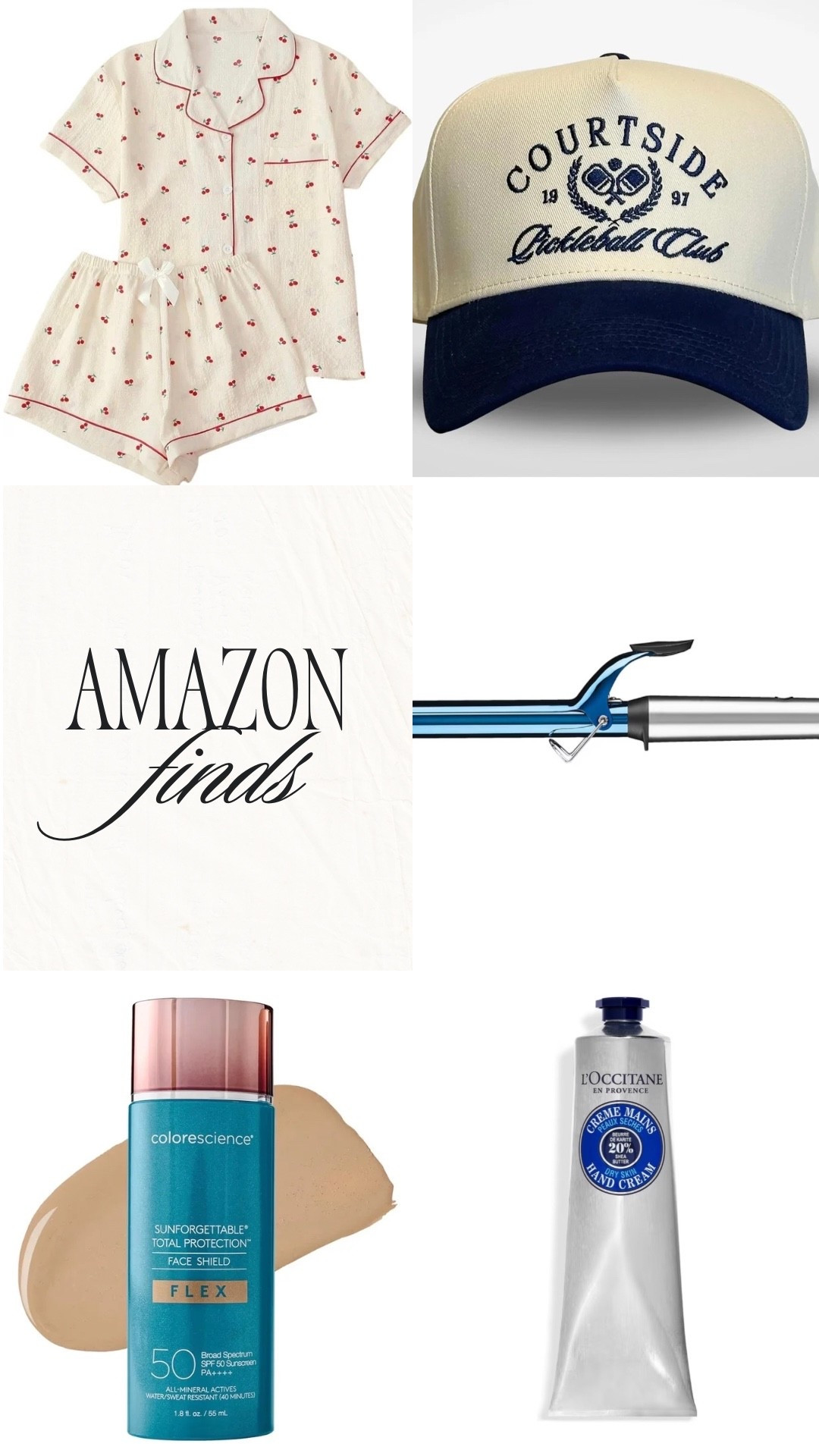 My favorite Amazon finds ✨
•cute pj set - ftts 
•love a good trucker hat 
• i love baby bliss tools - this curling iron is very easy to use 
•the absolute favorite sof skin tint (acne safe) 
•the goat hand cream 



#LTKBeauty #LTKgrwm #LTKmomlife