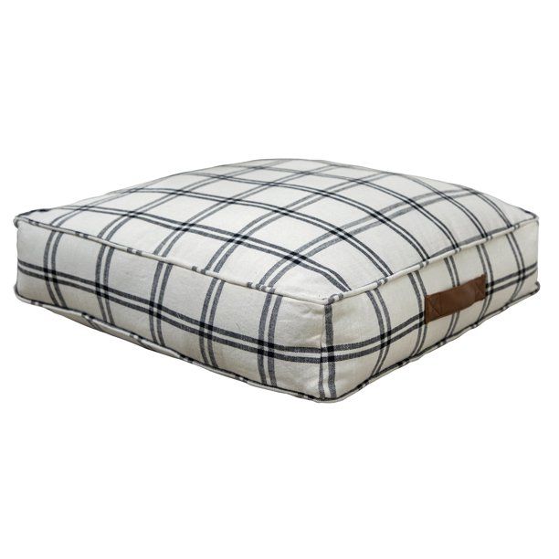 Better Homes & Gardens Yarn Dyed Floor Pillow, White and Black Windowpane Plaid, 24" x 24" | Walmart (US)