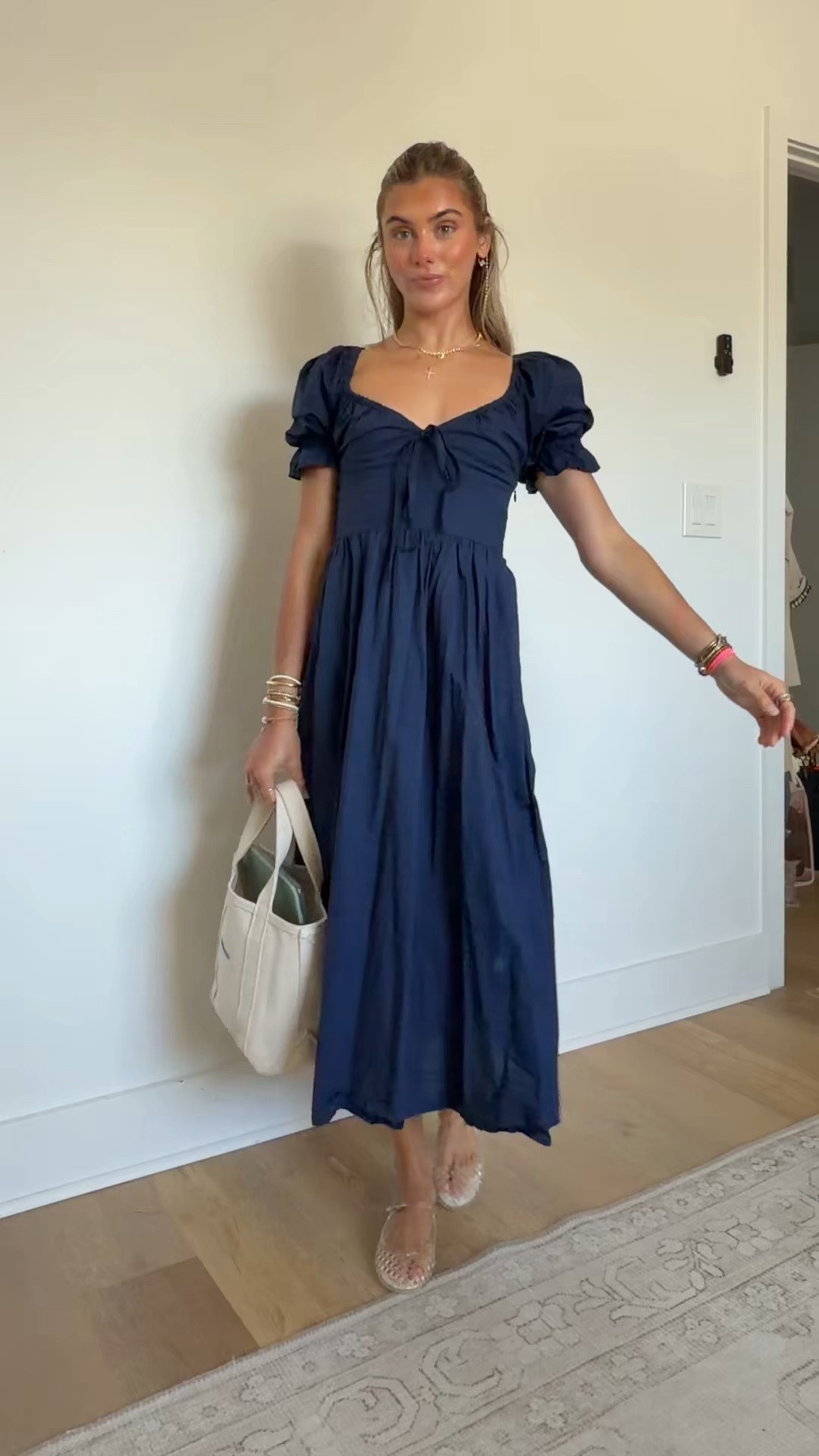Full day of appointments so we needed the comfiest outfit! Hill house home dress size xs. Meet the Ophelia. We took the best parts of our signature Nap Dress® and put them into a brand new silhouette. 

The Ophelia is an A-line dress with elasticated smocking in the back, a side zip closure, adjustable drawstring tie, ruffled sleeves, midi skirt, and pockets. The Ophelia features a fully adjustable neckline and corset-inspired midriff for an extra polished look @hillhousehome

#LTKootd #LTKdayinmylife #LTKSeasonal