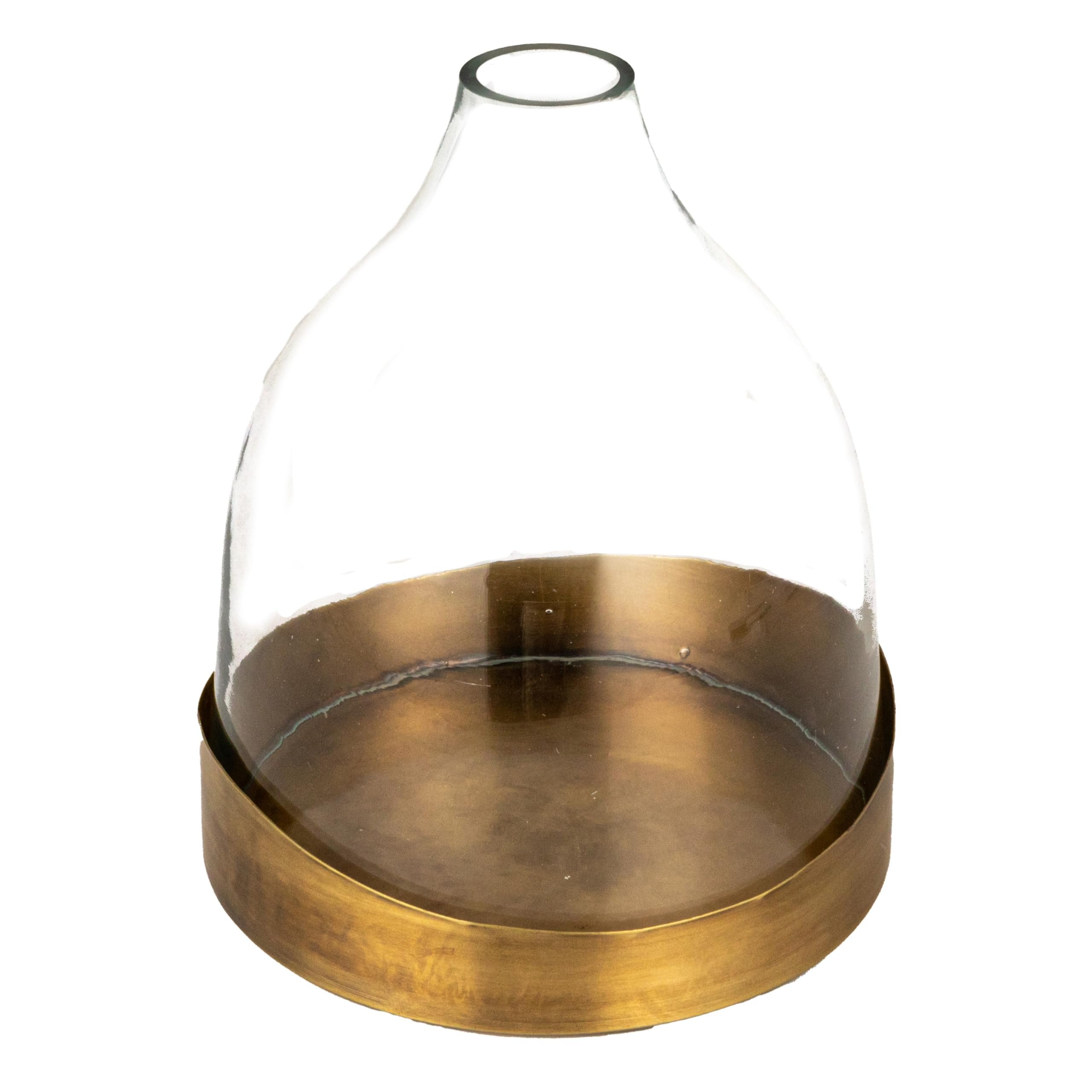 Creative Co-Op Sophisticated Glass Cloche with Metal Tray, Clear and Antique Brass | Amazon (US)