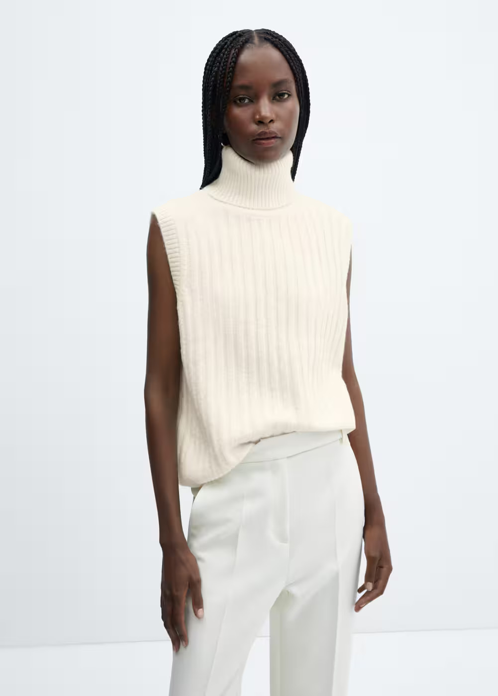 Ribbed turtleneck gilet | MANGO (UK)