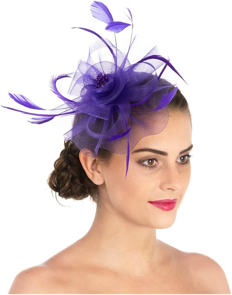 Lucky Leaf Women Girl Fascinators Hair Clip Hairpin Hat Feather Cocktail Wedding Tea Party Hat | Amazon (US)