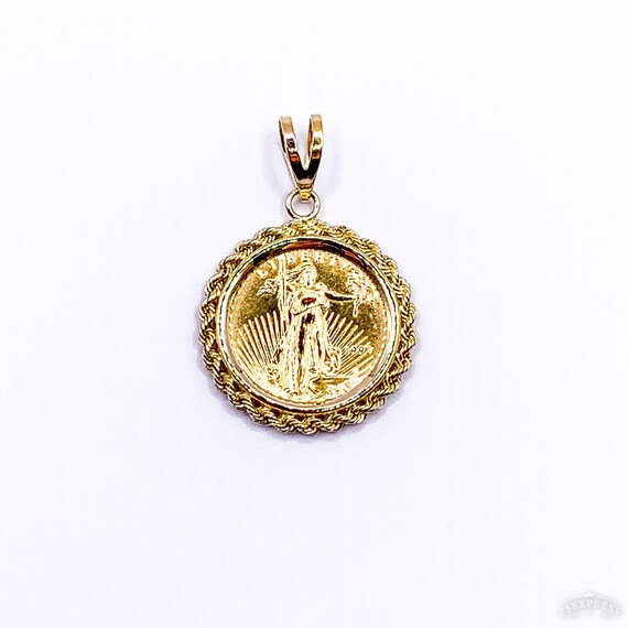 Liberty 5 Dollar 1/10 Oz Gold Coin in a 14k Yellow Gold Bezel - Etsy | Etsy (US)